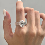 Wide Band Oval Elegant Vintage-Inspired Engagement Ring in Sterling Silver