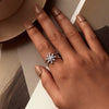 Snowflake Design Adjustable Size Ring in Sterling Silver