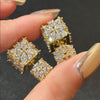 Double Square Sparkling Crystal Stud Earrings – Elegant Layered Look