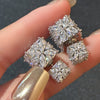 Double Square Sparkling Crystal Stud Earrings – Elegant Layered Look