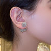 Double Square Sparkling Crystal Stud Earrings – Elegant Layered Look