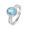Handcrafted Halo Topaz Ring for Women – Sterling Silver, Adjustable Size