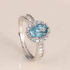 Handcrafted Halo Topaz Ring for Women – Sterling Silver, Adjustable Size