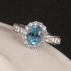 Handcrafted Halo Topaz Ring for Women – Sterling Silver, Adjustable Size