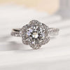 Beautiful Twist Design Flower Round Cut Engagement Ring in Sterling Silver