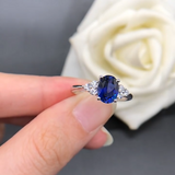 Blue Oval Cut Sterling Silver Ring