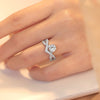 V Shape Split Shank Round Cut Sterling Silver Engagement Ring
