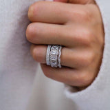 3PCS Cushion Cut  Wedding Band Set Twisted Band In Sterling Silver