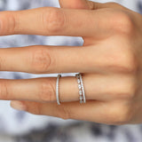 3PCS Mixed Stackable Eternity Wedding Band Ring Set