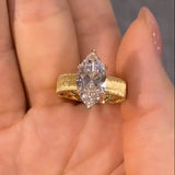 Wide Band Marquise Cut Elegant Engagement Ring