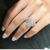 Pear Cut Engagement Ring Set & Leaves Wedding Band