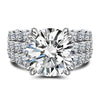 Round Cut Double Prong Three-Row Engagement Ring