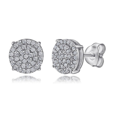 Classic Pave Sterling Silver Stud Earrings