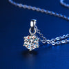 D Color Moissanite Classic 6 Prong Sterling Silver Pendant Necklace