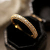 Micro Pavé Triple Row Half Eternity Wedding Band  Ring in 925 Sterling Silver