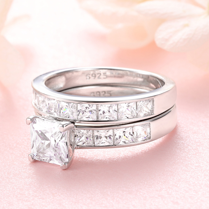 1.5 Carat Princess Cut Wedding Bridal Set – shine of diamond