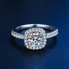 Moissanite Halo Round Cut Sterling Silver Engagement Ring