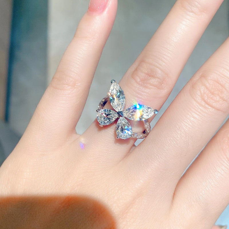 Butterfly engagement sale ring setting