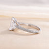 Radiant Cut Three Stone Engagement Ring With Two Heart Cut Side Stones