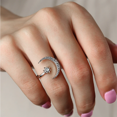 Crescent moon 2025 star ring