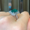Vintage Green Emerald Cut 925 Sterling Silver Engagement Ring