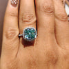 Exquisite Halo Cushion Cut Cyan Blue Sterling Silver Engagement Ring