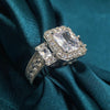 Emerald Cut Three Stone 925 Sterling Silver Engagement Ring