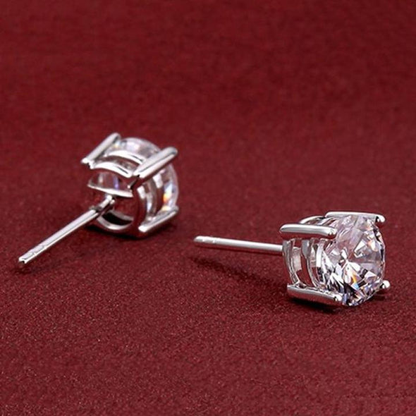 Classic Moissanite Stone 4 Prong Sterling Silver Stud Earrings