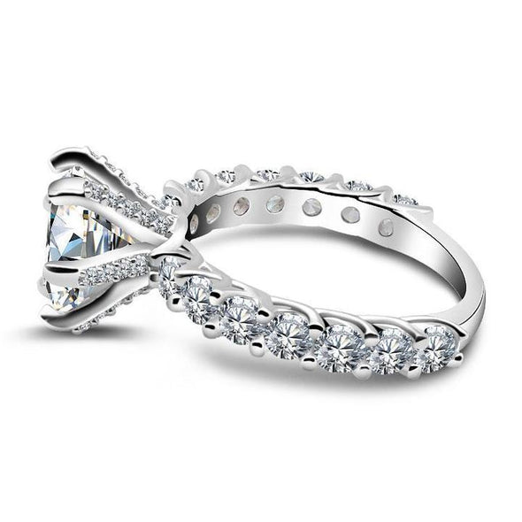 Round Cut 6 Prong Half Eternity Engagement Ring