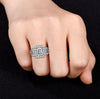 Emerald Cut Three Stone 925 Sterling Silver Engagement Ring