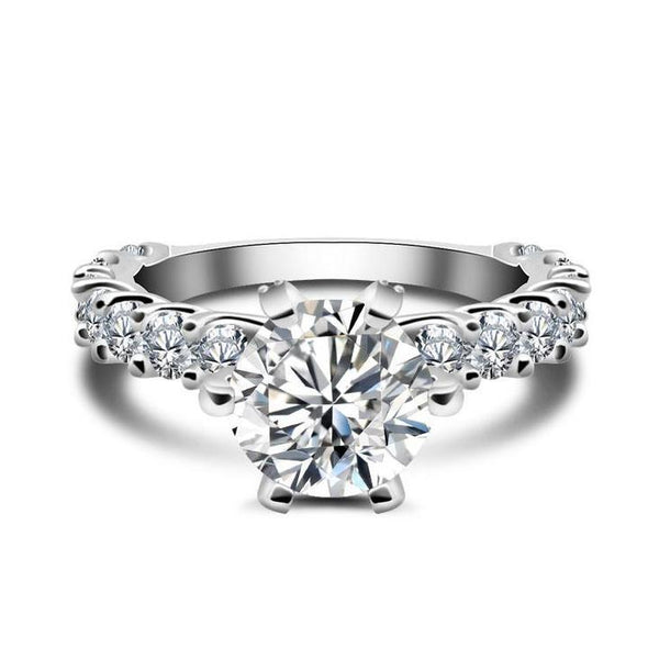 Round Cut 6 Prong Half Eternity Engagement Ring