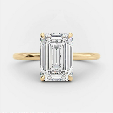 Emerald Cut Sterling Silver Solitaire Engagement Ring For Her