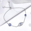 Lucky Blue Eye Design 925 Sterling Silver Slider Bracelet