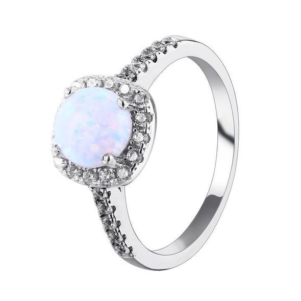 Classic Opal 1.5 Carat Halo Engagement Ring
