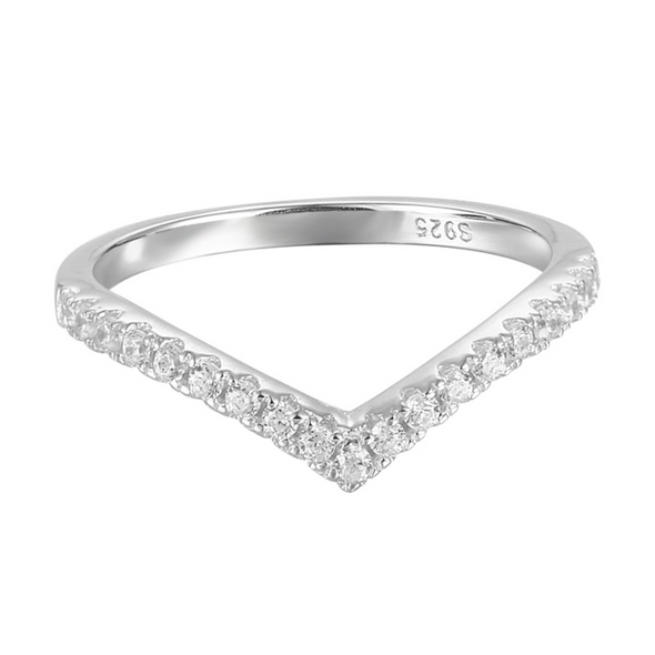 Curved Half Eternity Sterling Silver Wedding Band