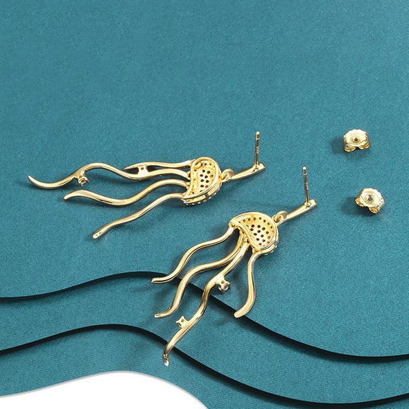Cute Jellyfish Drop Earrings in Sterling Silver