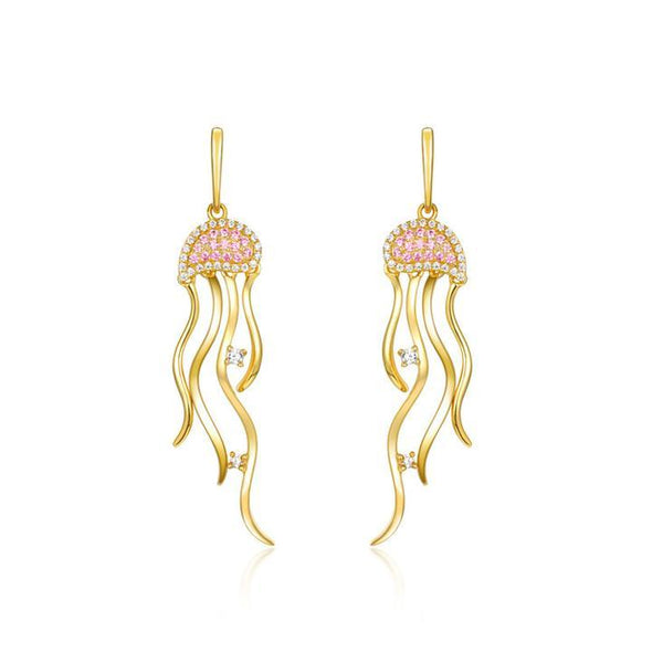 Cute Jellyfish Drop Earrings in Sterling Silver