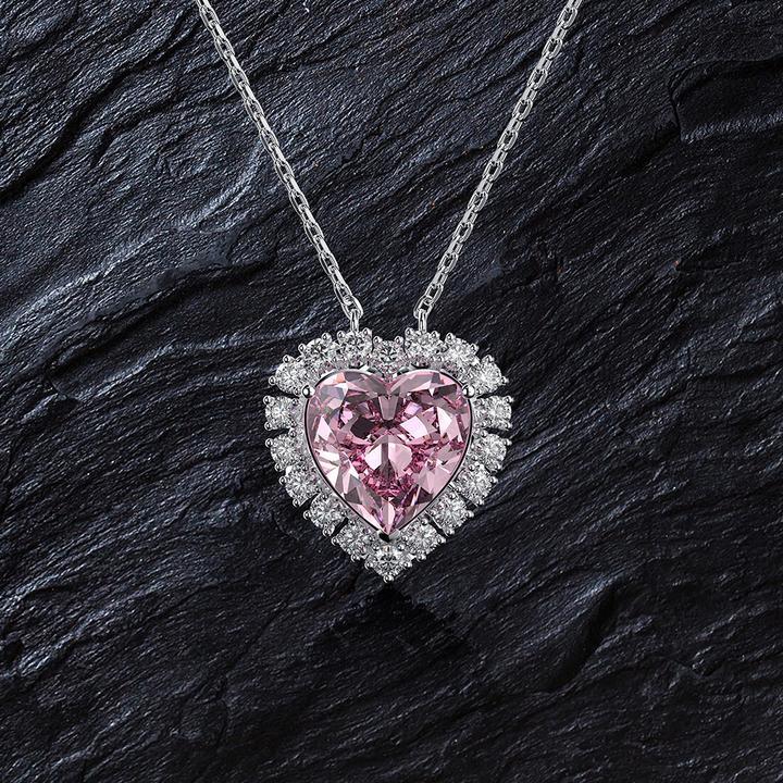 Halo Heart Cut Pink Pendant Necklace – shine of diamond