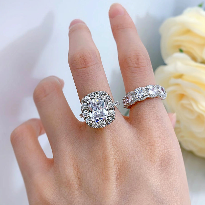 Aura Ring ENGAGEMENT RING SET STERLING SILVER SIZE Princess