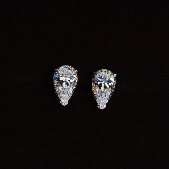 Pear Cut Stud Earrings in Sterling Silver