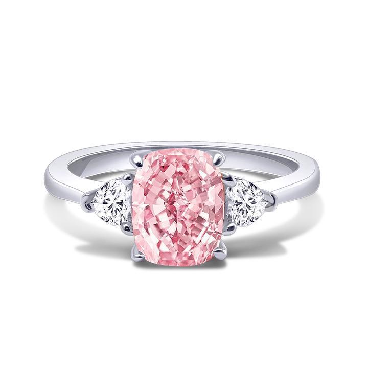 3.3 Carat Simulated Diamond Pink Stone Radiant Cut Engagement Crushed Ice Ring