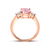 Pink Radiant Cut Three Stone Engagement Ring