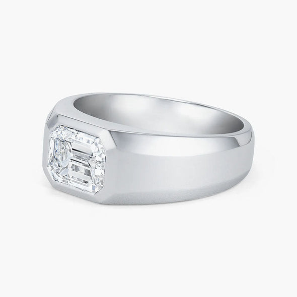 4ct Emerald Cut Silver Ring For Men