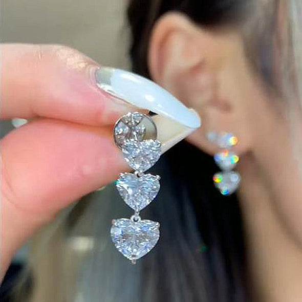 Elegant Heart Cut Sterling Silver Stud Earrings