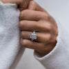 Exquisite Radiant Cut Three Stone Engagement Ring In Sterling Silver