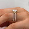 Golden Tone Cushion Cut Two Band Shank Sterling Silver Engagement Ring