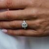 Exquisite Golden Tone Cushion Cut Three Stone Sterling Silver Engagement Ring