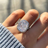 Gorgeous Halo Cushion Cut Sterling Silver Engagement Ring