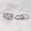 2.85CT 3-Piece Halo Round Cut Sterling Silver Bridal Sets