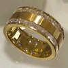 Princess Cut Gender Neutral Silver And Golden Tone Wedding Band